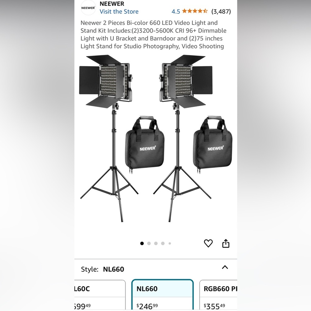 Neewer NL660 Bi-Color LED Video Light Kit - Black (2-Pack)